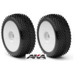 PNEUS BUGGY 1/8 CROSSBRACE MEDIUM LONG WEAR EVO COLADOS EM JANTE BRANCA (2) AKA