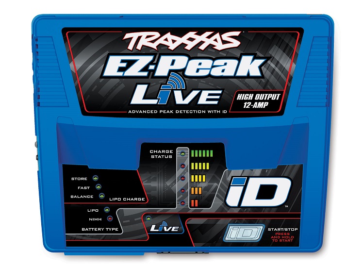 2971-ez-peak-live-charger-top.jpg Combo Carregador EZ Peak LIVE ID 12A 100Watt + 2x Baterias LiPo 4S 14.8V 6700mAh 25C Traxxas - Image 4