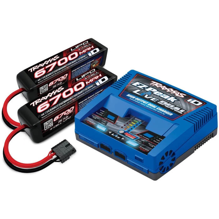 Combo Carregador EZ-Peak DUAL 26A LIVE + 2x Baterias 4S 14.8V 6700mAh Traxxas - Image 1