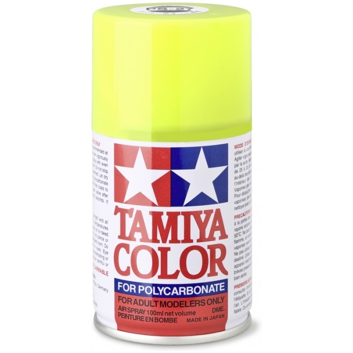 Tinta Amarelo Fluorescente PS-27 Spray Carroçaria Policarbonato 100ml Tamiya - Image 1