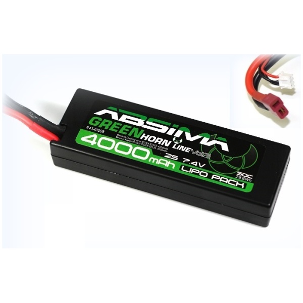Bateria LiPo 7.4V 50C 4000mAh Greenhorn Hardcase T-Plug Absima