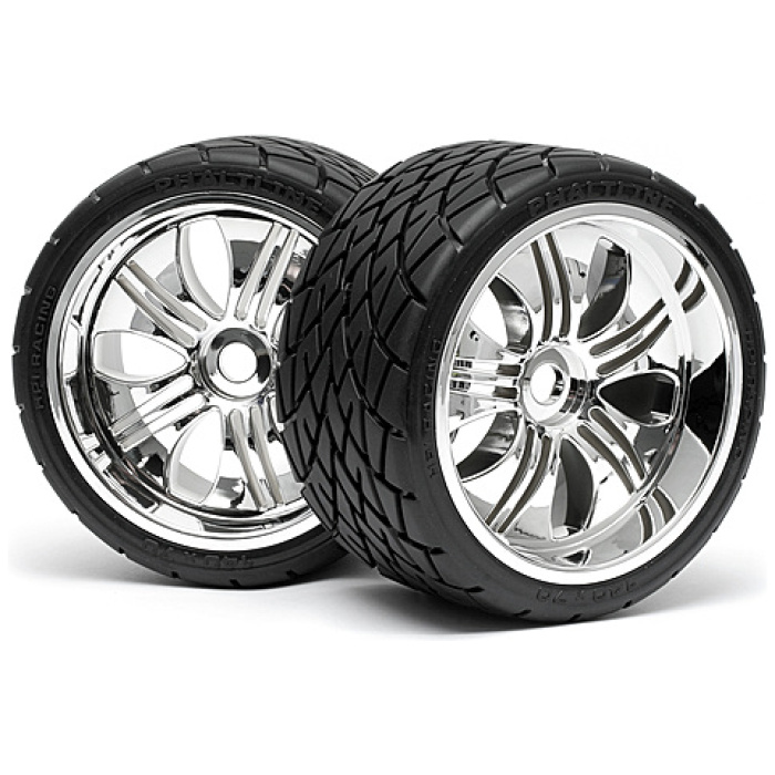 Pneus Mount Phaltline Tyre (140x70mm) Tremor Wheel Chrome (2) HPI - Image 1