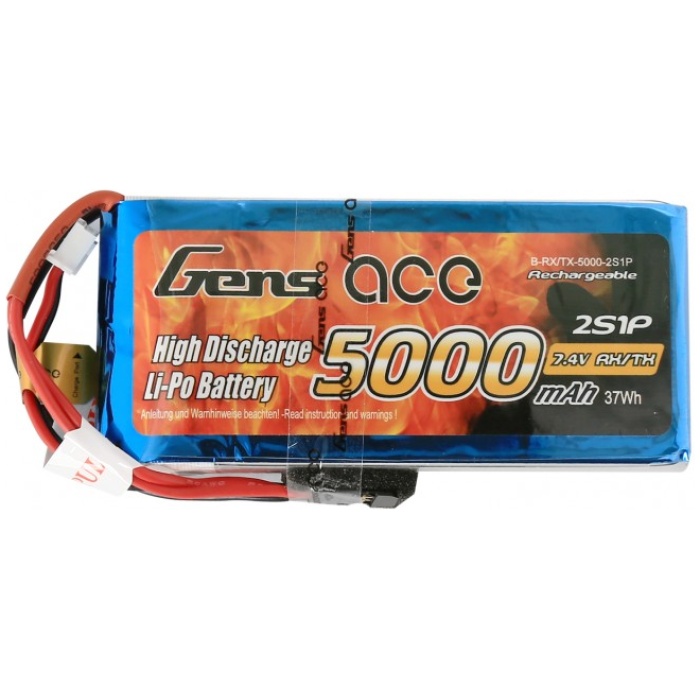 Pack Bateria 5000mAh 7.4V 2S1P Lipo RX/TX Gens Ace - Image 1