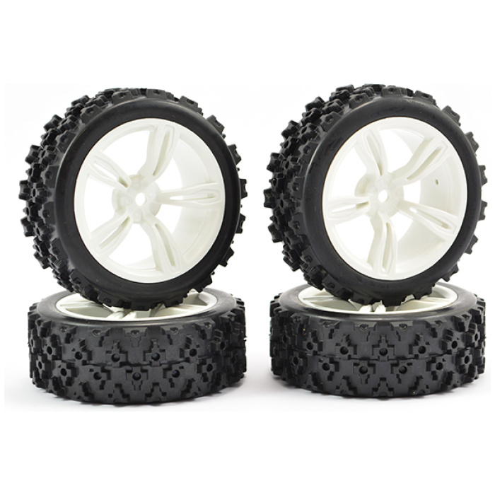 Pneus 1/10 Touring Wheel Rally Block 5-Spoke White (4) Fastrax - Image 1