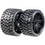 PNEUS TERRAIN CRUSHER BELTED TYRE ON BLACK 17MM WHEELS 1/4 OFFSET SWEEP RC - Image 2