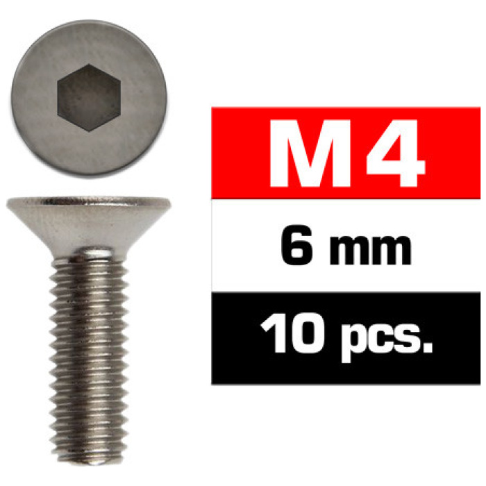 Parafusos M4x6mm FLAT HEAD SCREWS (10) Ultimate Racing - Image 1