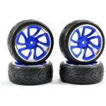 WHEEL 1/10 STREET TREAD TYRE TRI 5 BLUE/CHROME (4) FASTRAX