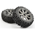 Pneus 1:8 Maze Block Mounted On 8 Spoke Black Chrome (2) Fastrax - Image 3