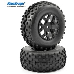 PNEUS 1/10 SC ROCK BLOCK MTD 5 SPOKE BLACK FASTRAX