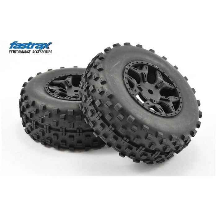 PNEUS 1/10 SC ROCK BLOCK MTD 5 SPOKE BLACK FASTRAX - Image 2