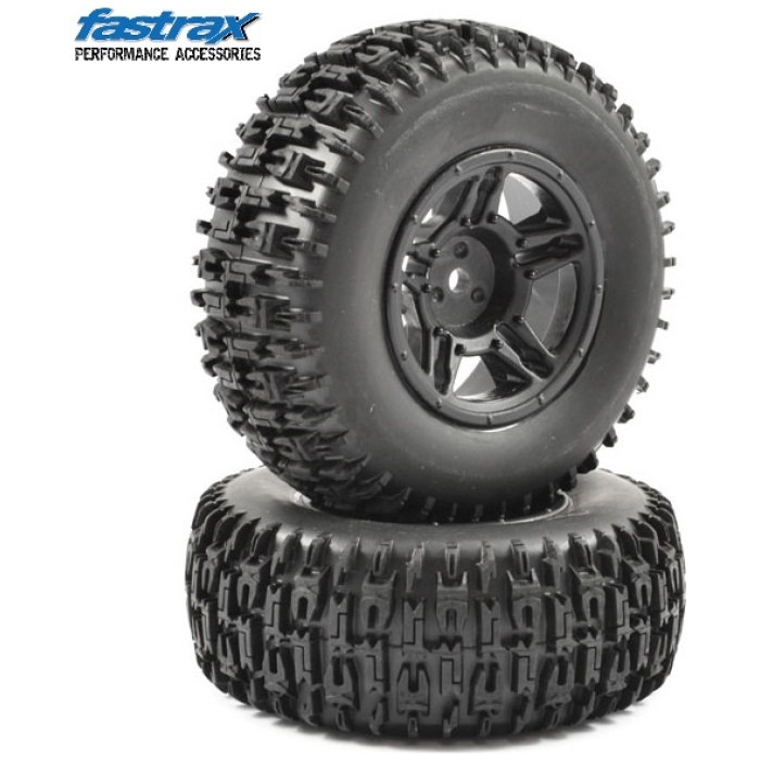 PNEUS 1/10 SC JIGSAW MOUNTED 5 SPOKE BLACK FASTRAX - Image 1