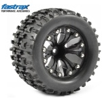 PNEUS 1/10 MT JIGSAW MOUNTED 6 SPOKE BLACK BEARING (2) FASTRAX