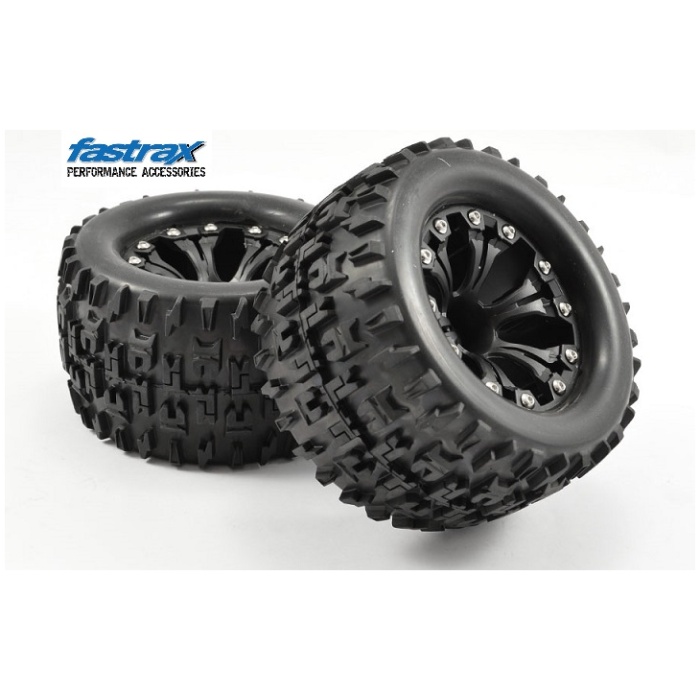 PNEUS 1/10 MT JIGSAW MOUNTED 6 SPOKE BLACK BEARING (2) FASTRAX - Image 4
