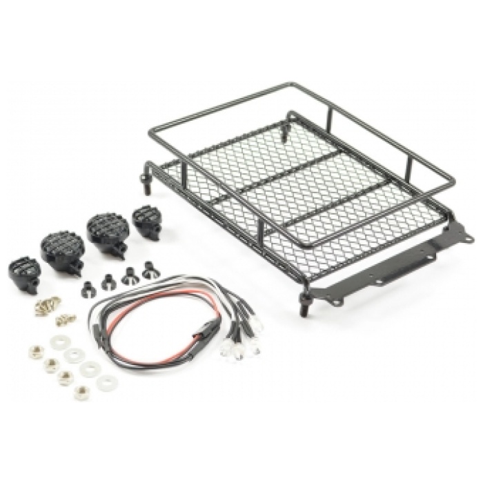 Black Aluminium Luggage Rack W. Led Lamps L130Mm X W110Mm Fastrax - Image 1