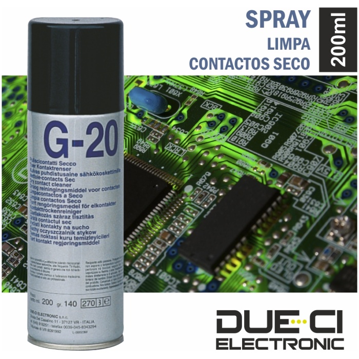 Spray Limpa Contactos Seco s/Resíduo G-20 200ml DUE CI Electronics - Image 1