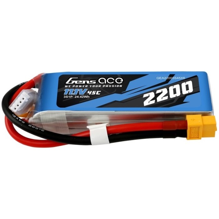 Bateria 2200mAh 11.1V 45C 3S1P Lipo Pack XT60 Gens Ace - Image 1