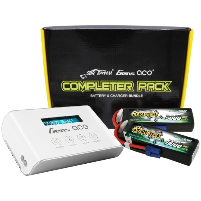 Combo Baterias 2x 5000mAh 11.1V 60C LiPO 3S EC5 + Carregador Imars III Smart Balance RC Gens Ace - Image 1