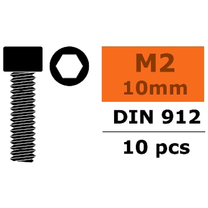 Screw M2x10 Hex Socket Head Steel (10) Revtec - Image 1
