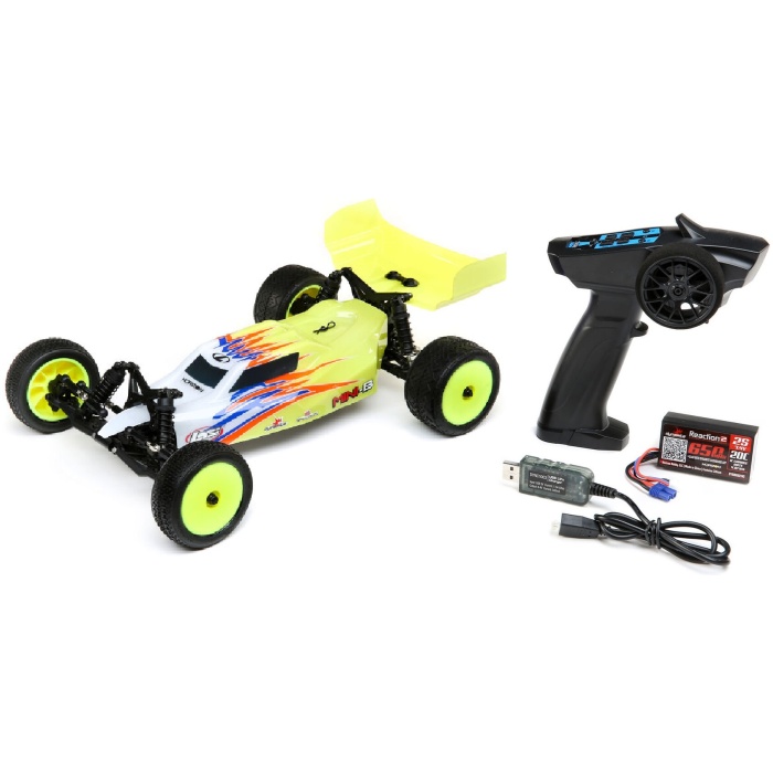 1/16 Mini-B 2WD Buggy Brushed RTR Yellow White LOSI - Image 5