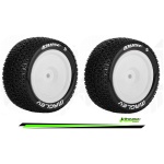 Pneus E-MAGLEV 1/10 Buggy Tire Set Mounted Super Soft White Wheels Hex 12mm 4WD Rear Louise