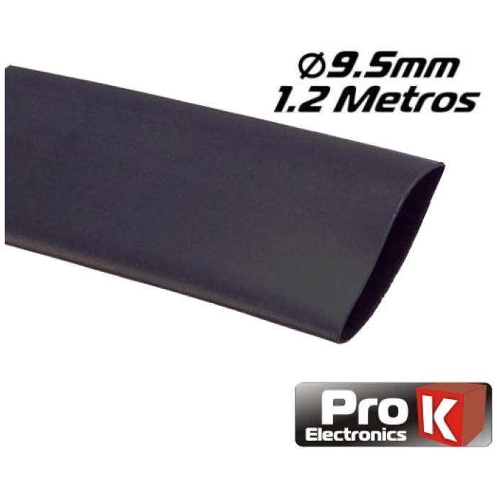 Manga Termo Retráctil 9.5mm Preta (1.2metros) Pro K - Image 1