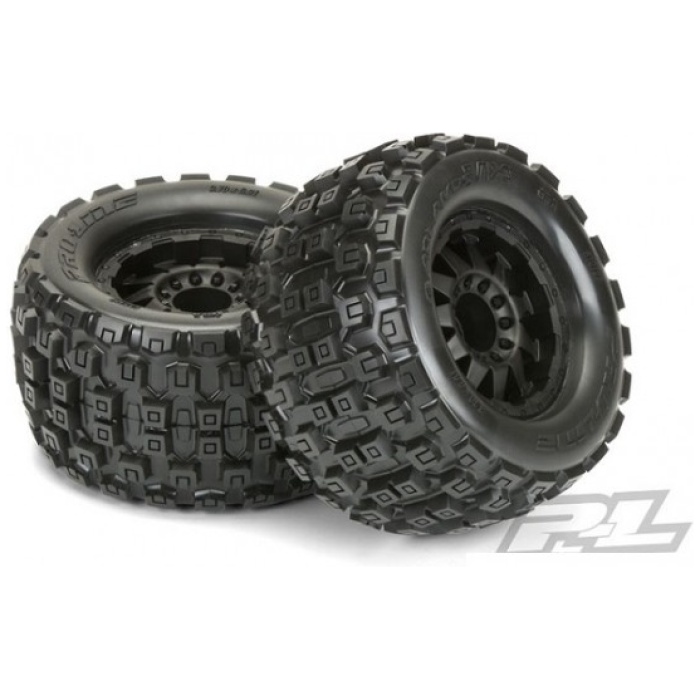 PNEUS BADLANDS MX38 3.8" TYRES ON F11 1/2 OFFSET 17MM BLACK WHEELS (2) PROLINE - Image 1