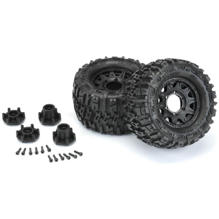 Pneus 1/10 Trencher Front/Rear 2.8" Mt Tires Mounted 12mm Blk Raid (2) Pro-Line - Image 1