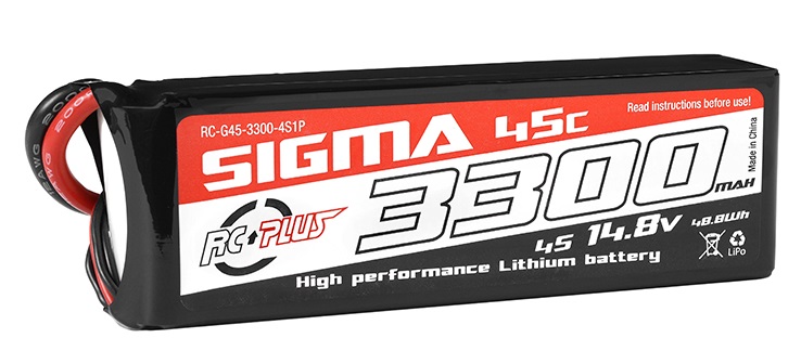 rc-g45-3300-4s1p-bateria-lipo-14.8v-3300mah-45c-4s1p-sigma-xt-60-rc-plus-rc.jpg Bateria LIPO 14.8v 3300mAh 45C 4S1P Sigma XT-60 RC PLUS - Image 1