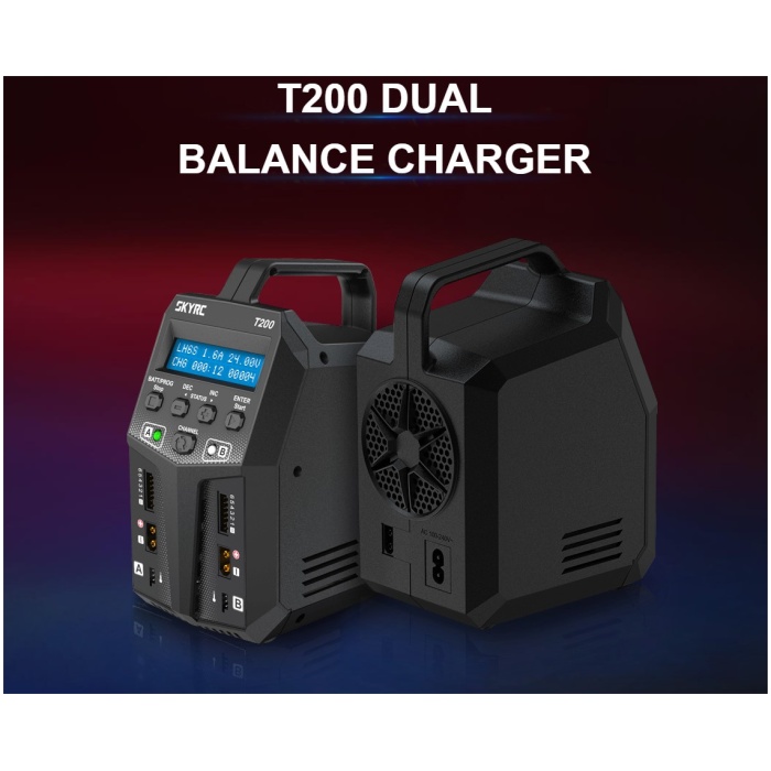 Carregador T200 AC/DC DUO LiPo 1-6S 12A 100W Charger SkyRC - Image 2