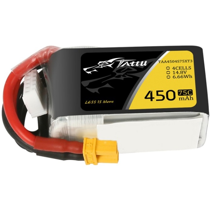 Bateria 450mAh 14.8V 75C LiPO 4S Pack XT30 Tattu - Image 1