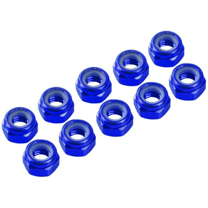 Porca 4mm Alumínio NYLON NUT BLUE (10) Ultimate Racing - Image 1