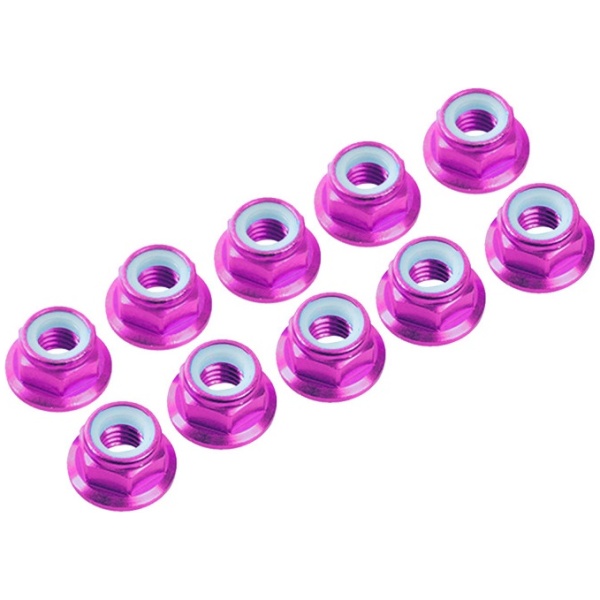 Porca 4mm Alumínio NYLON NUT Flange PINK (10) Ultimate Racing