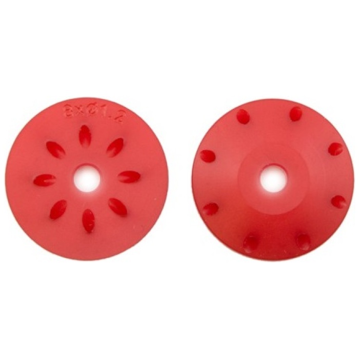 Conical Shock Pistons 16mm Red (1.2mm X 8 Angled Holes) (2) Ultimate Racing - Image 1
