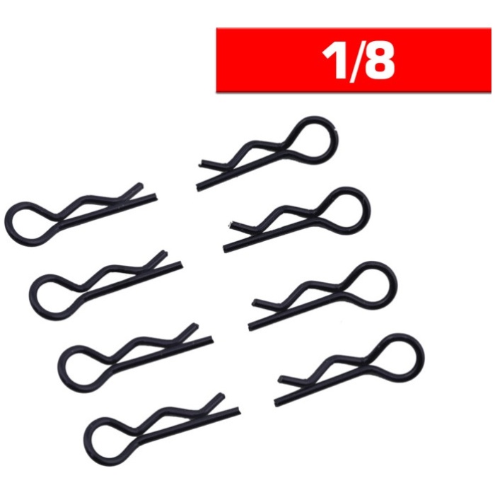 Body Clips 1/8 L&R Black (8) Ultimate Racing - Image 1