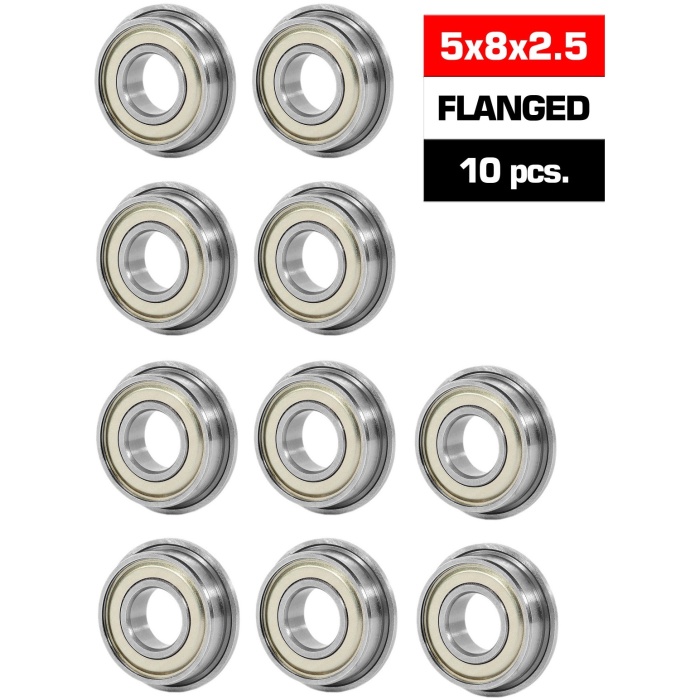 Rolamento 5x8x2.5mm Flanged "HS" Metal Shielded Bearing Set (10) Ultimate Racing - Image 1