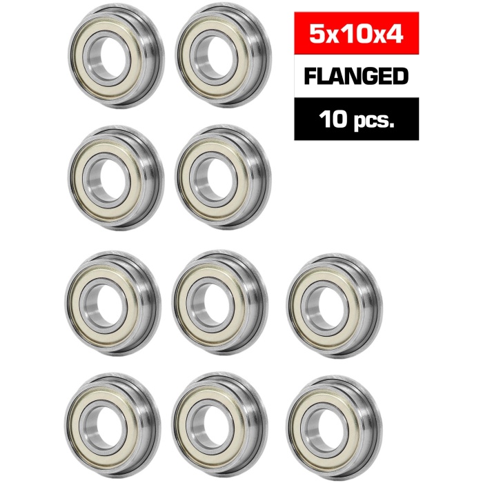 Rolamento 5x10x4mm Flanged "HS" Metal Shielded Bearing Set (10) Ultimate Racing - Image 1