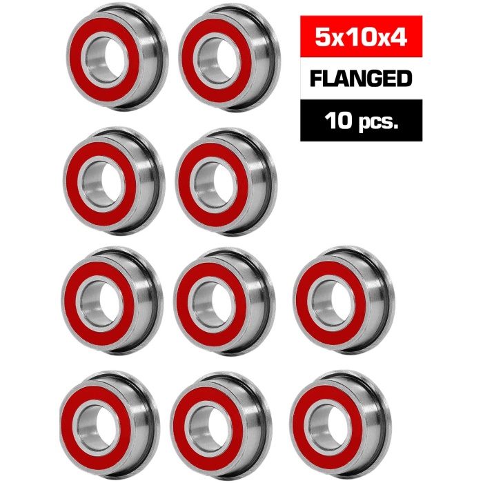 Rolamento 5x10x4mm Flanged "HS" Rubber Sealed Bearing Set (10) Ultimate Racing - Image 1
