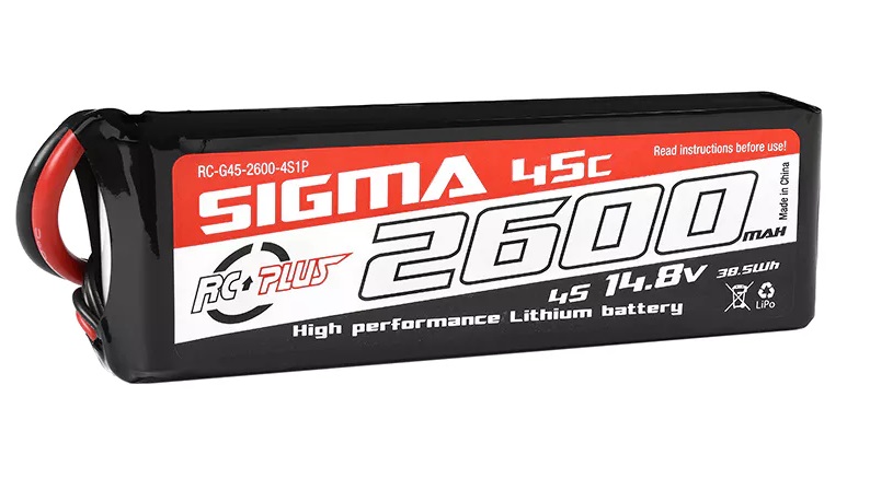 rc-g45-2600-4s1p-bateria-li-po-14.8v-45c-2600mah-4s1p-xt60-sigma-rc-plus Bateria Li-Po 14.8V 45C 2600mAh 4S1P XT60 Sigma RC Plus - Image 1