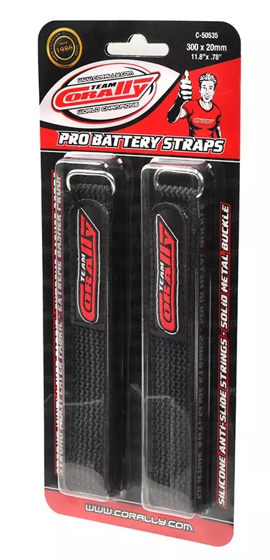Pro Battery Straps 300x20mm Metal Buckle Silicone Anti-Slip Strings Black (2) Team Corally - Image 4