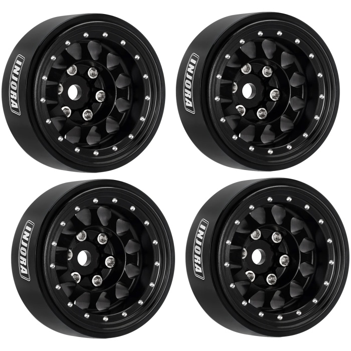 Jantes 1.0 Plus Aluminium Beadlock Wheels 1/24 1/18 RC Crawler Black (4) INJORA - Image 1