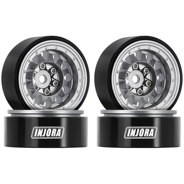 Jantes 1.0 Plus Aluminium Beadlock Wheels 1/24 1/18 RC Crawler W1108 Grey (4) INJORA - Image 1
