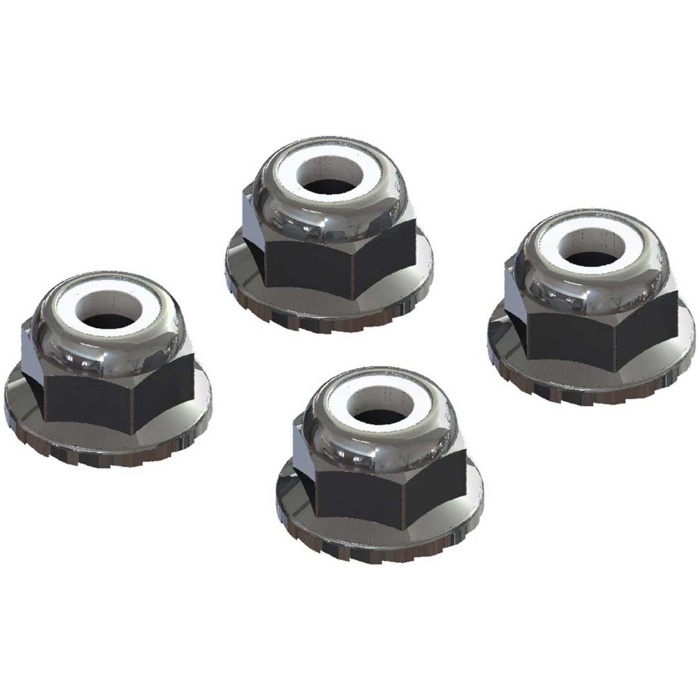 Nut 7mm Flanged Nyloc Locknut Silver (4) ARRMA - Image 1