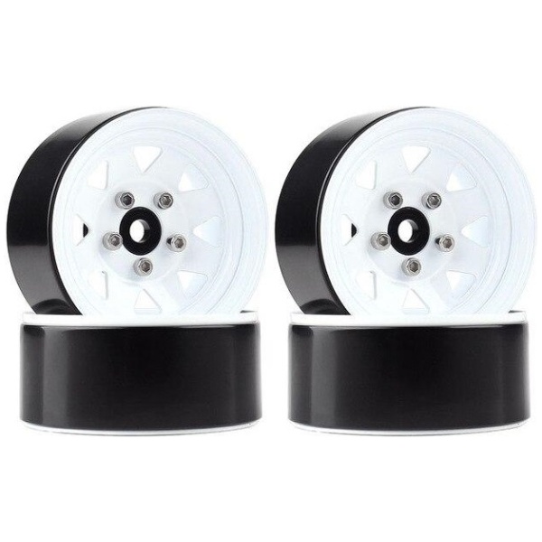 Jantes 1.9" Metal Beadlock Wheel Rims 1/10 RC Crawler White (4) INJORA