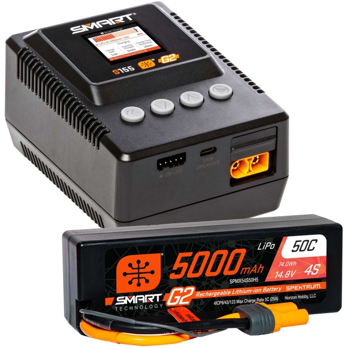 Combo Carregador S155 Charger w/ Battery LiPO 4S Surface G2 5000mAh 4S IC5 Spektrum - Image 1