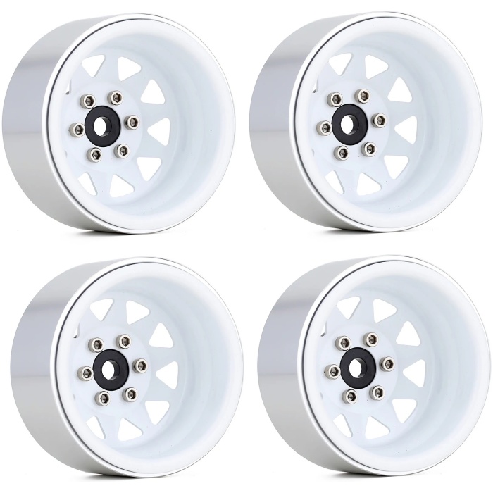 Jantes 1.9" Negative Offset 8.9mm Deep Dish Beadlock Rims 1/10 RC Crawler White (4) INJORA - Image 1