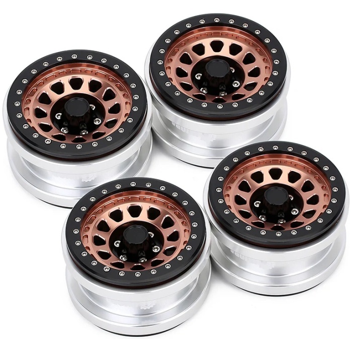Beadlock Wheel 2.9" CNC Aluminum Hub Rim 1/6 SCX6 Bronze (4) INJORA - Image 1
