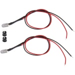 Luzes LED 3mm 12VDC Branco Frio 6000K Fio 20cm Com Suporte (2) Smart RC Parts