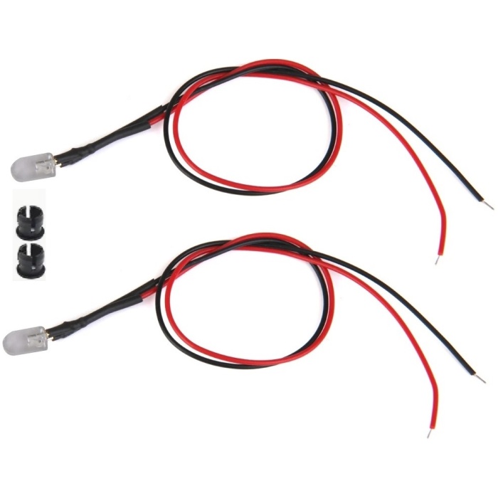 Luzes LED 3mm 12VDC Branco Frio 6000K Fio 20cm Com Suporte (2) Smart RC Parts - Image 1