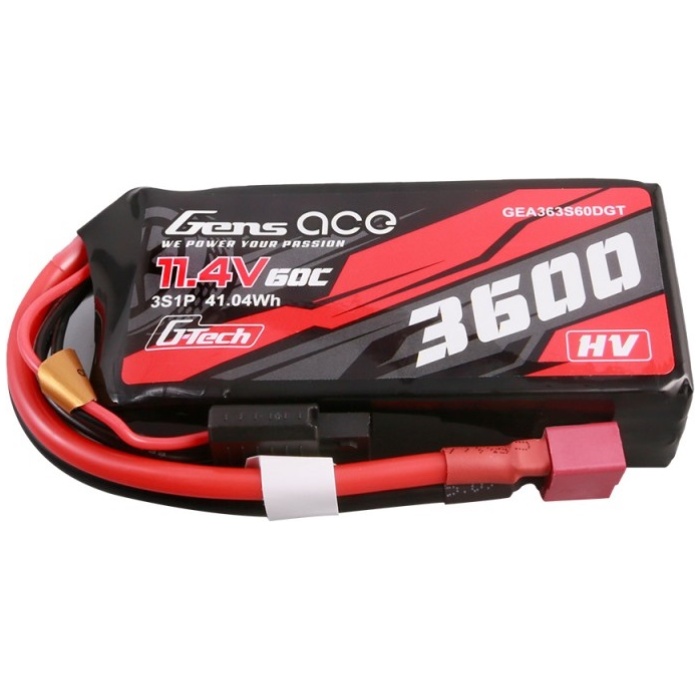 Bateria G-Tech 3600mAh 11.4V 3S1P 60C High Voltage Lipo Battery Pack with T-plug Gens ace - Image 1