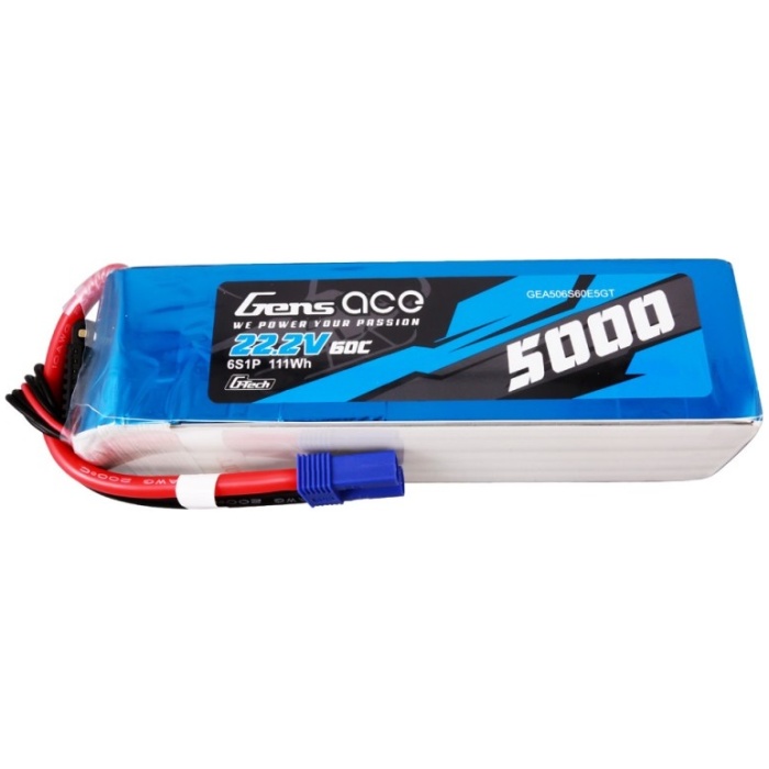 Bateria G-Tech 5000mAh 22.2V 60C 6S1P Lipo Battery Pack with EC5 Plug Gens ace - Image 1